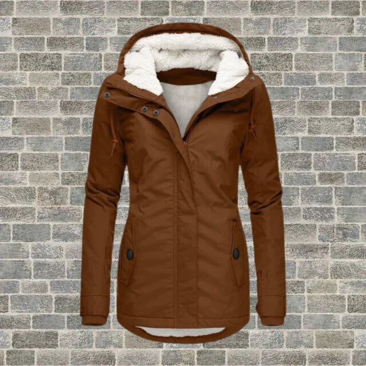 Kapuzenmantel Damen Plisserter Stoff Baumwolle