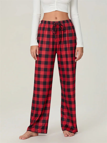 Weihnachts Plaid Schlafhose Elastisch