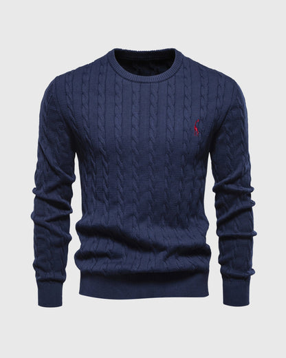 Stylische Kleidung | Zopfstrick Regular Fit Rippbündchen Logo Detail