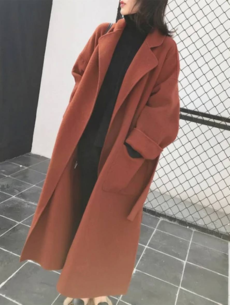 Langer Damenmantel Wollmix Eleganz