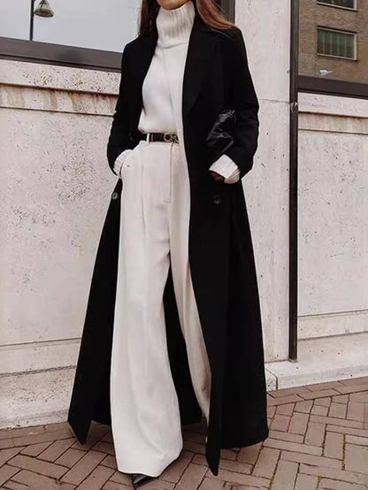 Schwarze Damenüberjacke Elegant mit großen Taschen