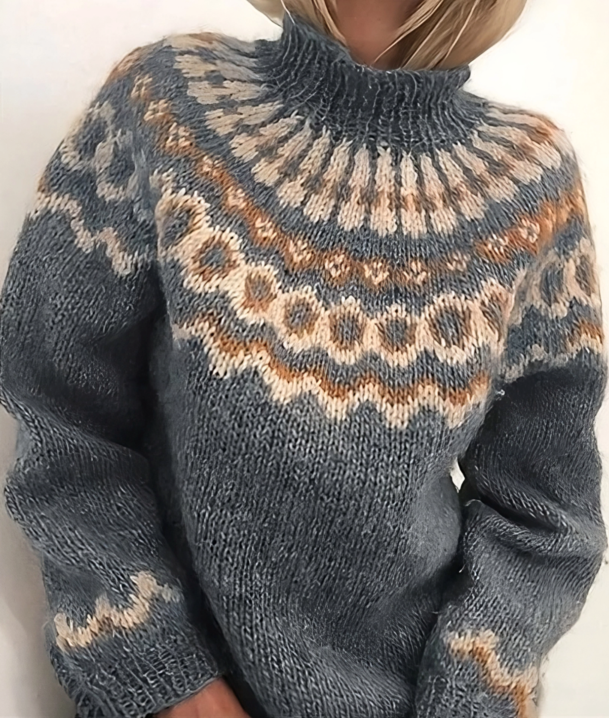 Weicher Damen Pullover Norweger Style Rollkragen