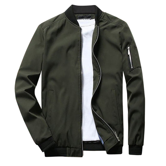 Herren Bomberjacke Modern Rippbesatz Ärmeltasche - IdealeKleiden