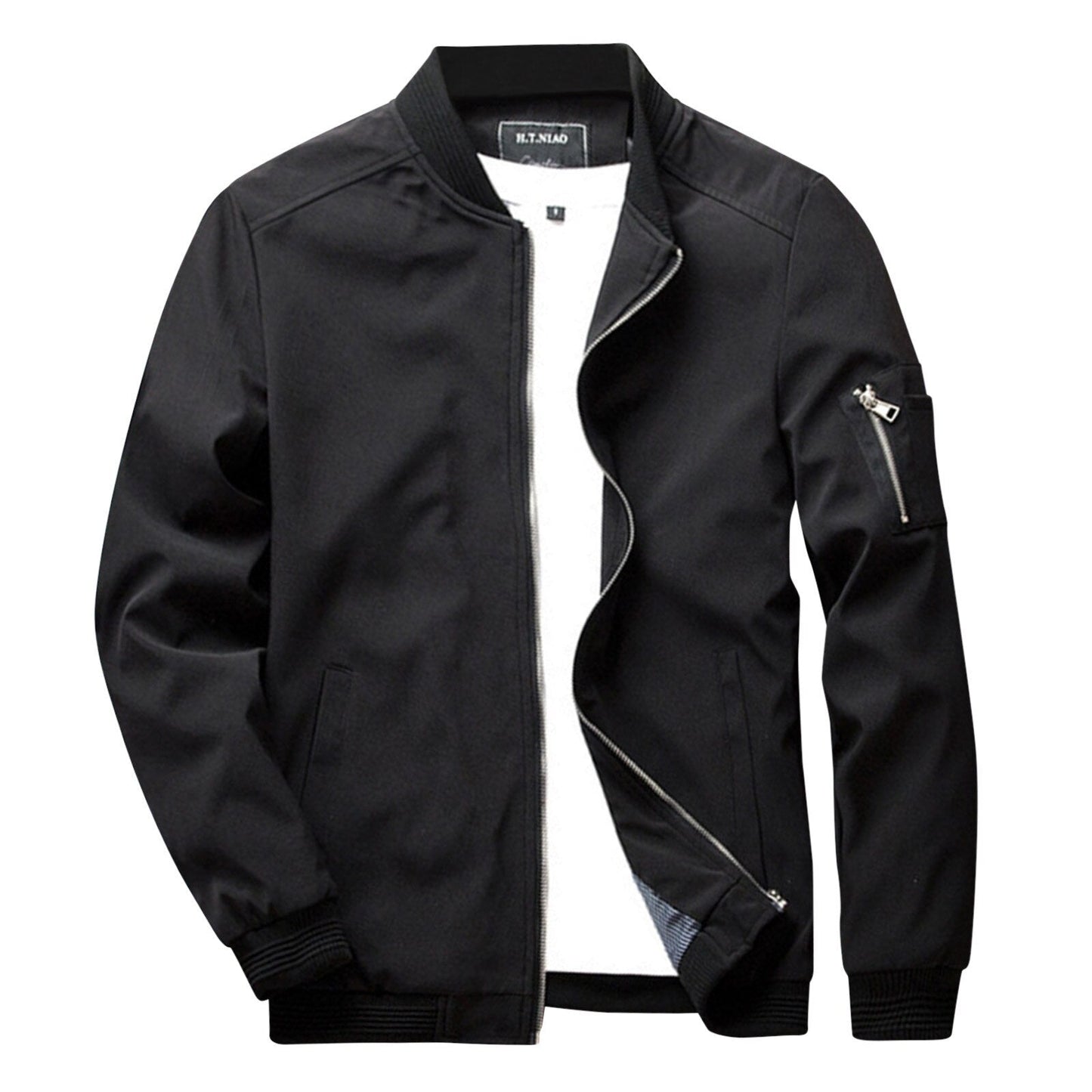 Herren Bomberjacke Modern Rippbesatz Ärmeltasche