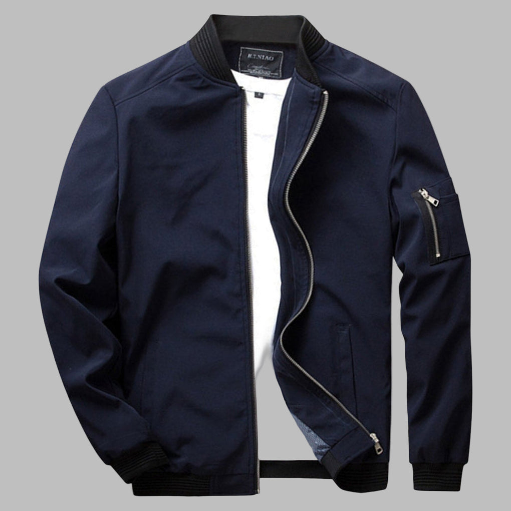 Herren Sommerjacke Reißverschluss Taschen Leicht