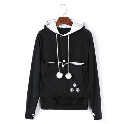 Praktischer Damen Pullover mit Kapuze und Tieretasche