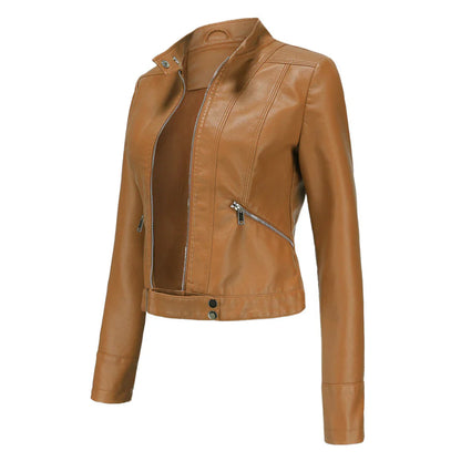 Stylische Lederjacke Damen Elegant Ledermantel