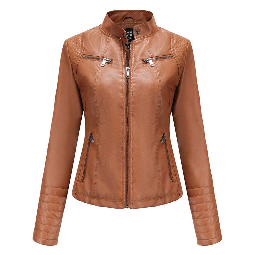 Herbstliche Lederjacke Damen Trendy Design