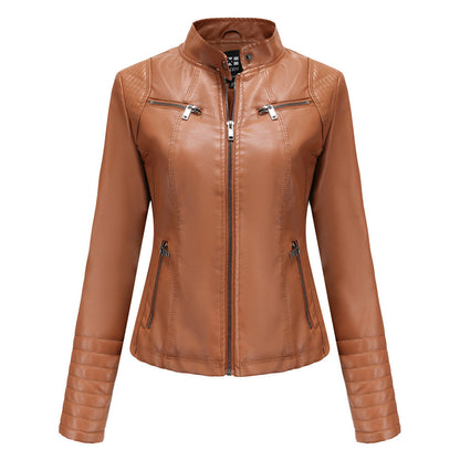 Herbstliche Lederjacke Damen Trendy Design