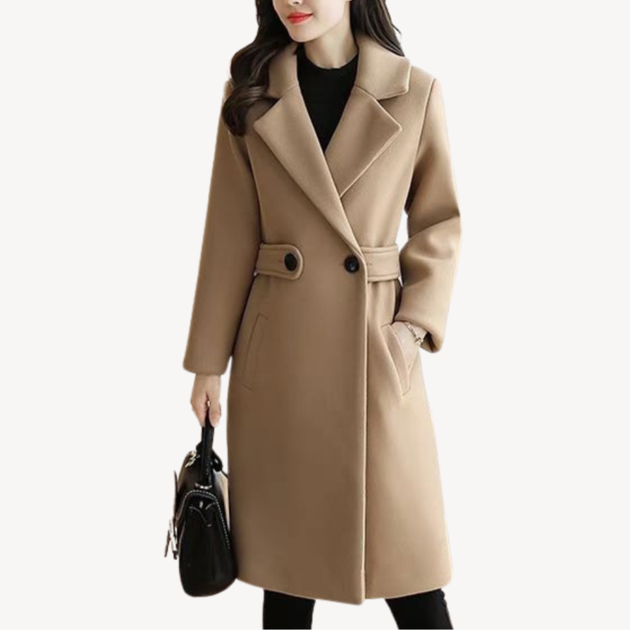 Damen Wolltrenchcoat Elegant Lang