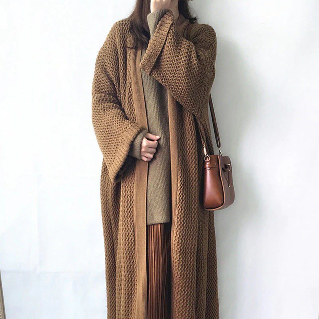 Damen Lange Offene Strickjacke Trendy