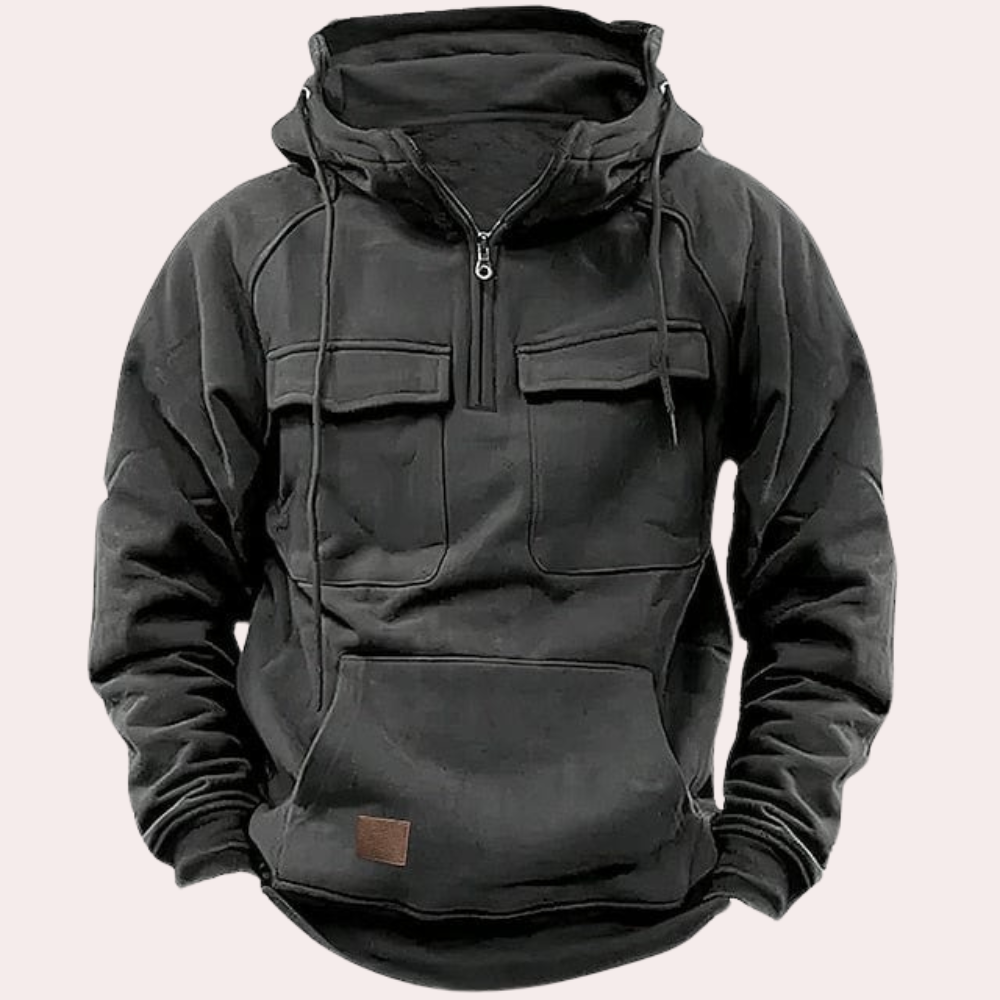 Herren Hoodie mit Reißverschluss und Taschen - IdealeKleiden