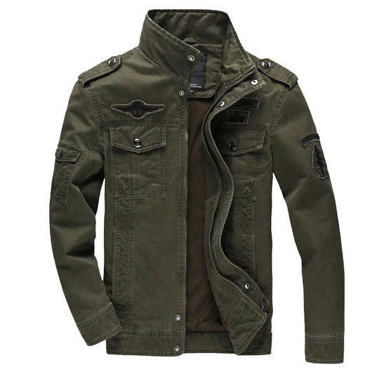 Militärjacke Herren Reißverschluss Outdoor Stil - IdealeKleiden