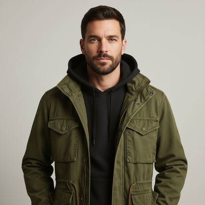 Herren Parka Jacke Militär Style - IdealeKleiden