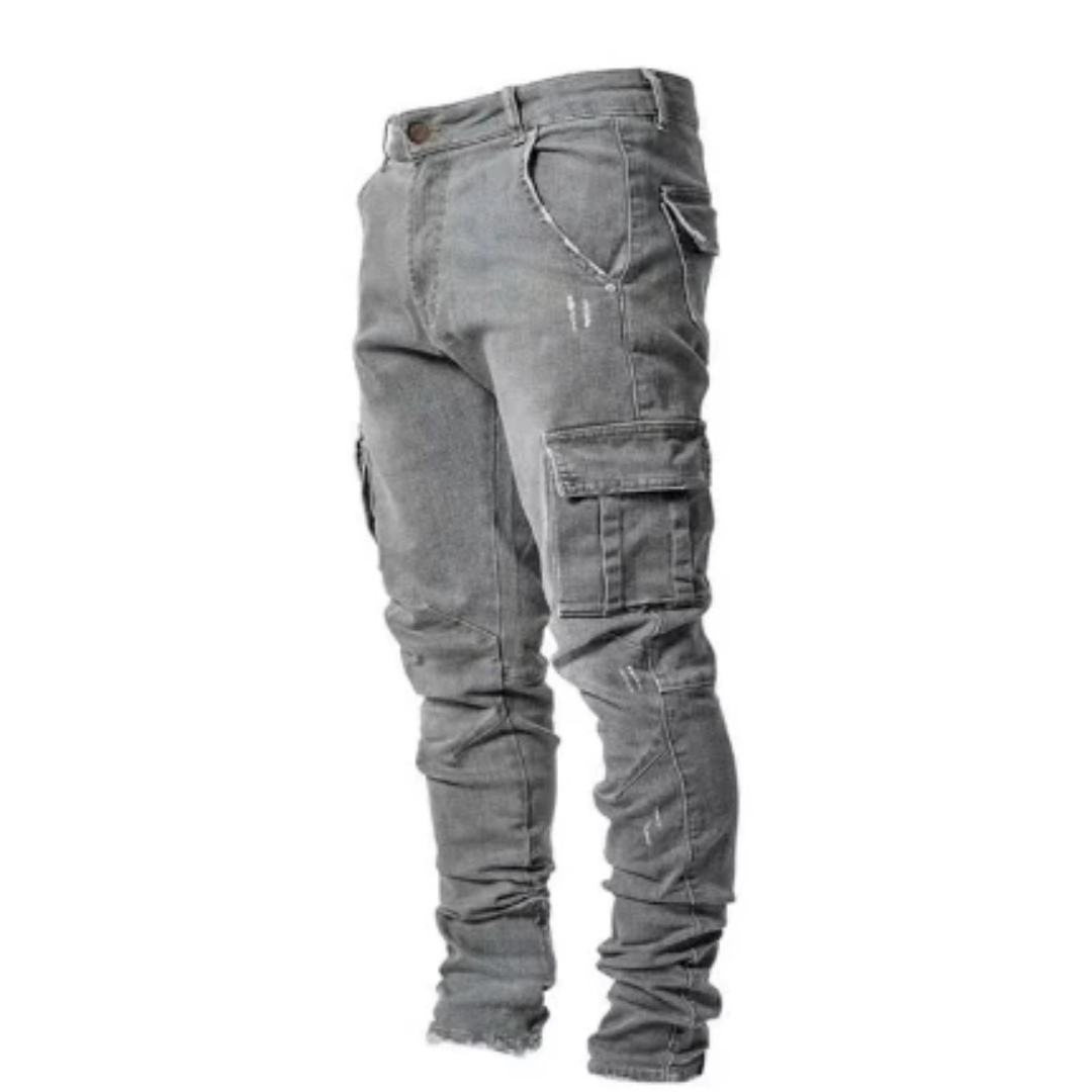 Modische Herren-Skinny-Jeans mit vielen Taschen - IdealeKleiden