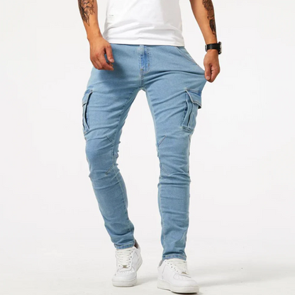 Herren Slim Fit Cargo Jeans Dehnbar