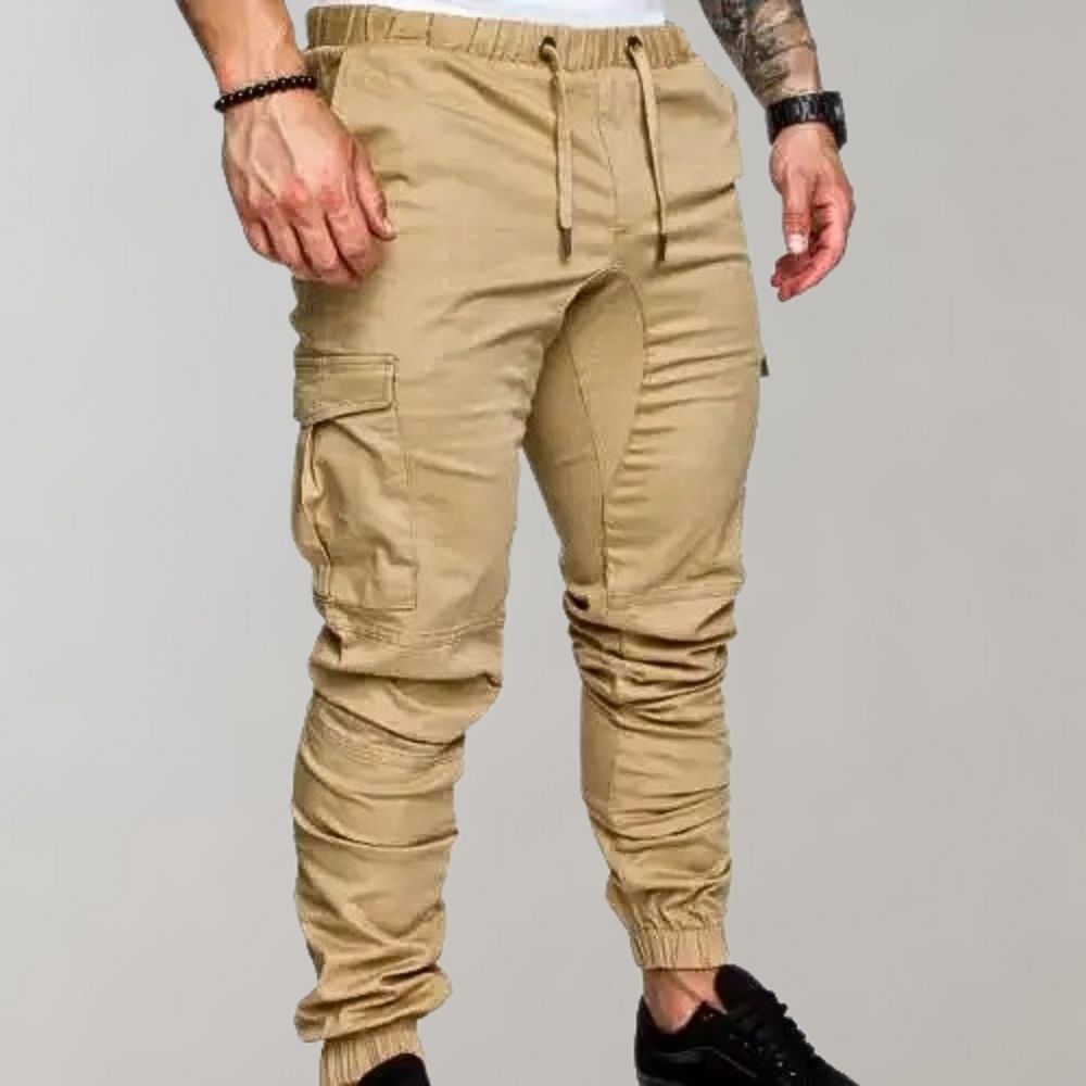 Elastische Herren Cargo Joggers mit Kordelzug
