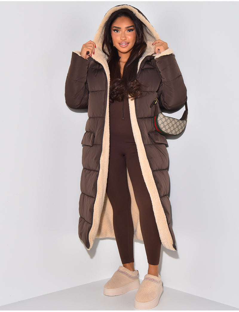 Elegante Damenwinterjacke Lang mit Kapuze