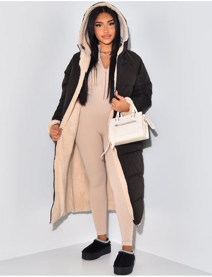 Elegante Damenwinterjacke Lang mit Kapuze