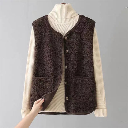 Damen Wollgilet mit Knöpfen und Taschen