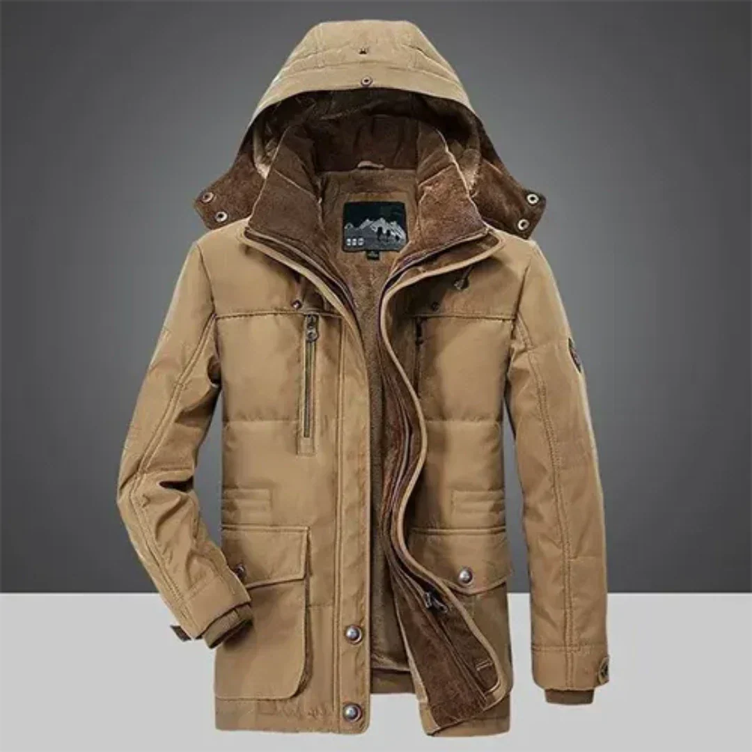Herren Winterjacke Isoliert mit Kapuze und Verstärkung - IdealeKleiden
