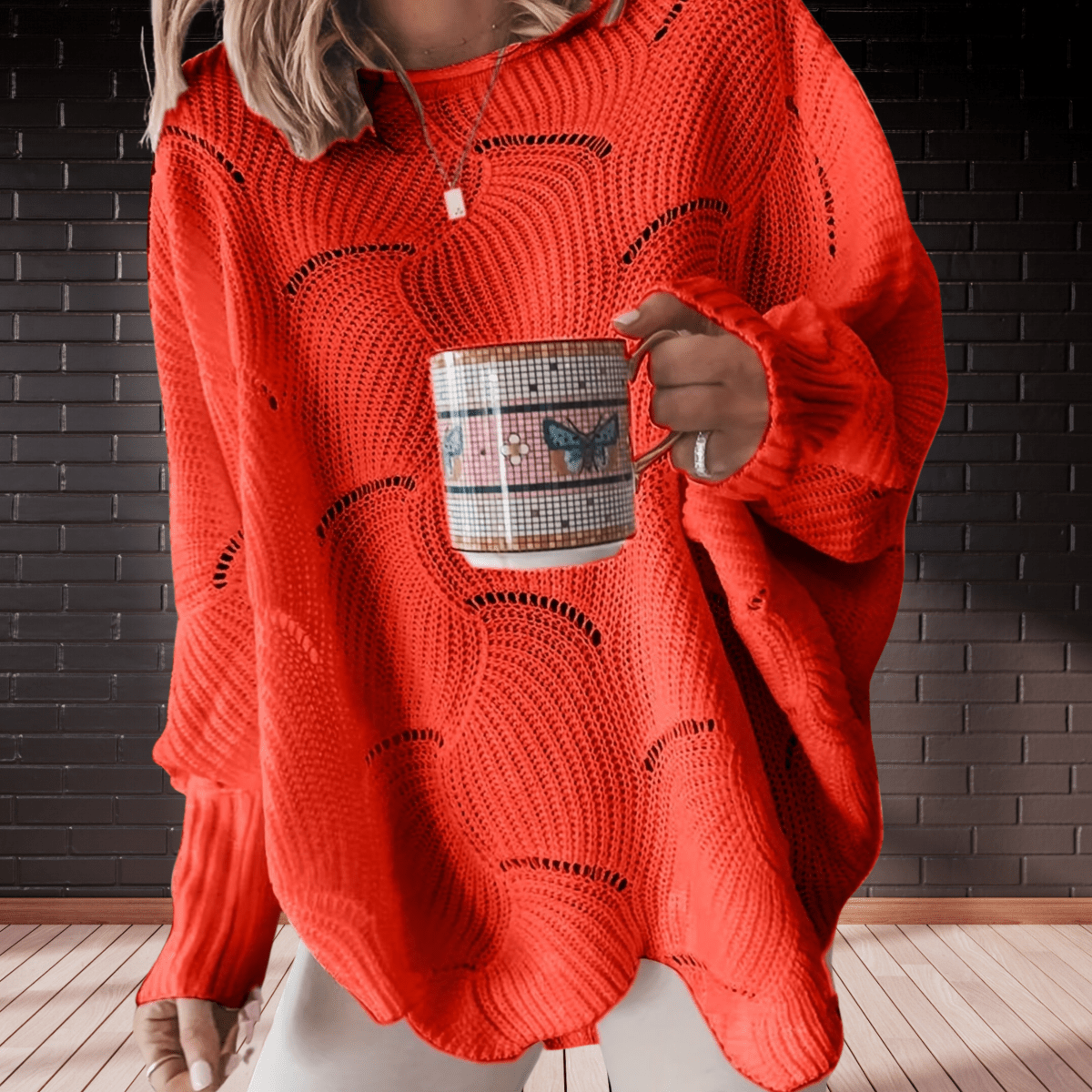 Damen Herbst-Pullover Gerippt Asymmetrisch