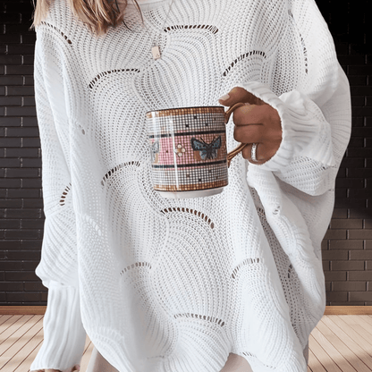 Damen Herbst-Pullover Gerippt Asymmetrisch