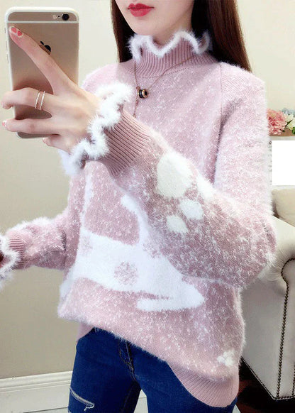 Lässiger Pullover Frauen Rüschen Nerzhaar-Design