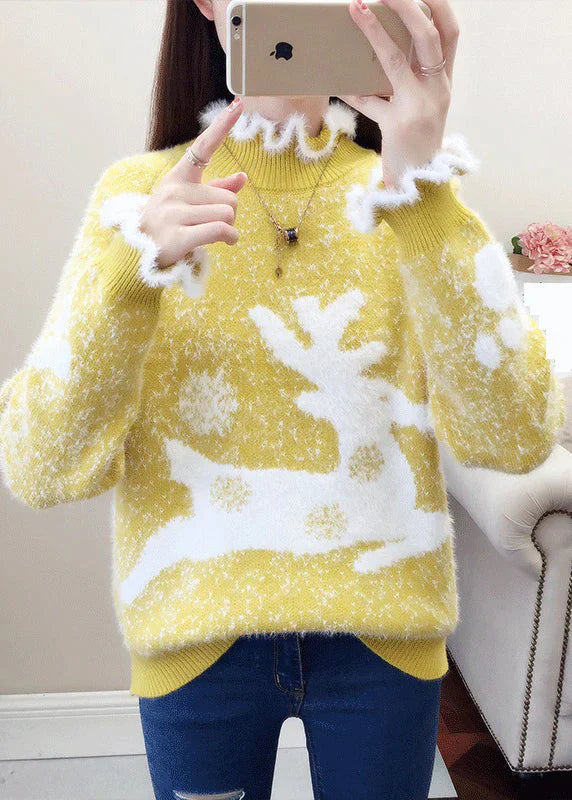 Lässiger Pullover Frauen Rüschen Nerzhaar-Design