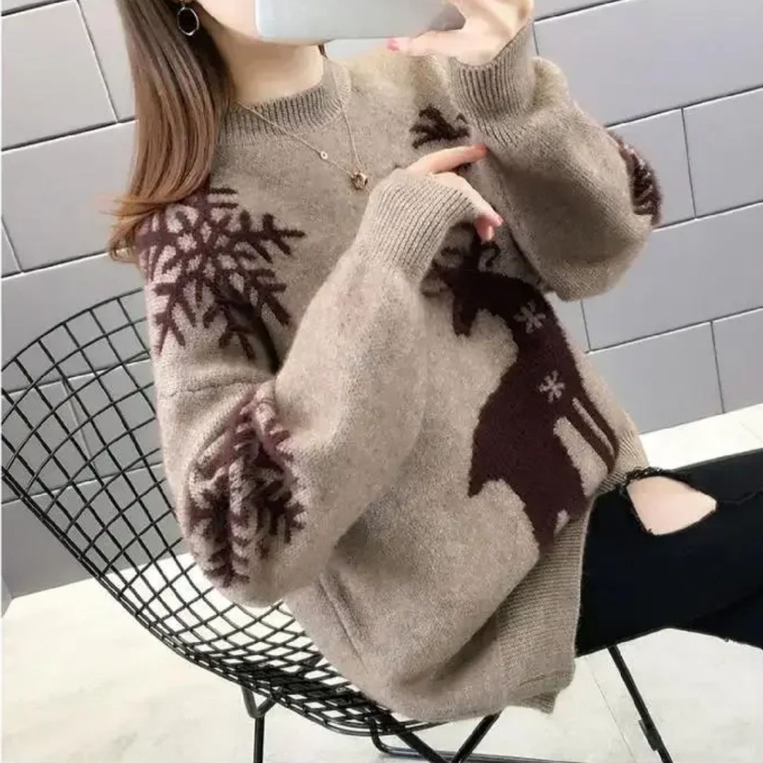 Weihnachtspullover Frauen Festlich Warm - IdealeKleiden