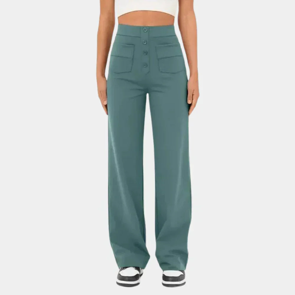 Damen Hose Hoch Tailliert Gerades Bein - IdealeKleiden