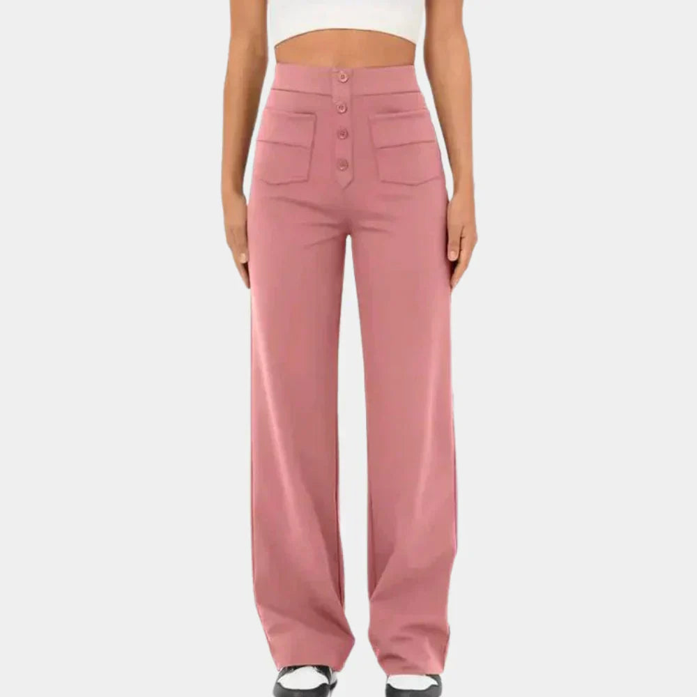 Damen Hose Hoch Tailliert Gerades Bein