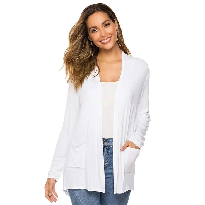 Damen Cardigan Einfach Mit Taschen - IdealeKleiden