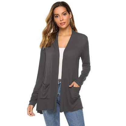 Damen Cardigan Einfach Mit Taschen