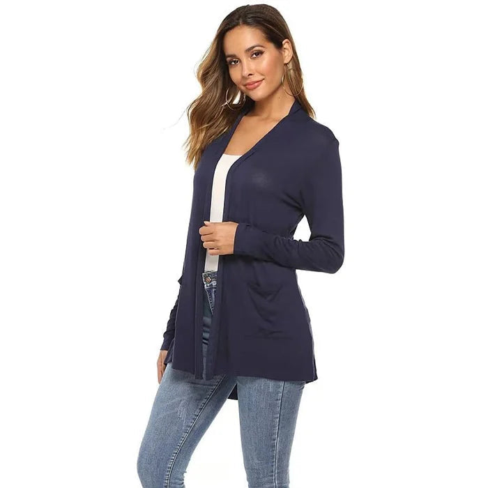 Damen Cardigan Einfach Mit Taschen