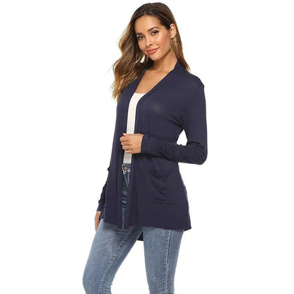 Damen Cardigan Einfach Mit Taschen