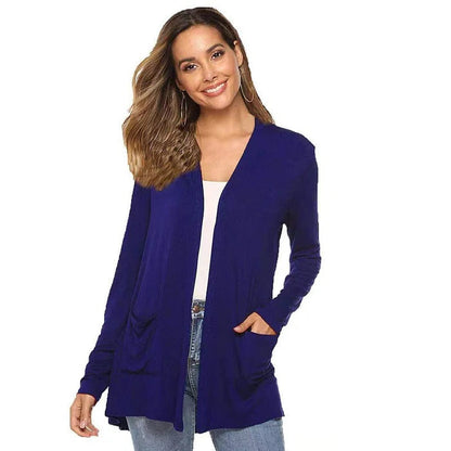 Damen Cardigan Einfach Mit Taschen