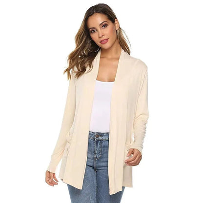 Damen Cardigan Einfach Mit Taschen