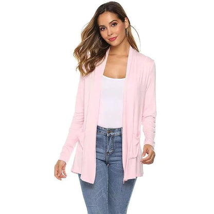 Damen Cardigan Einfach Mit Taschen