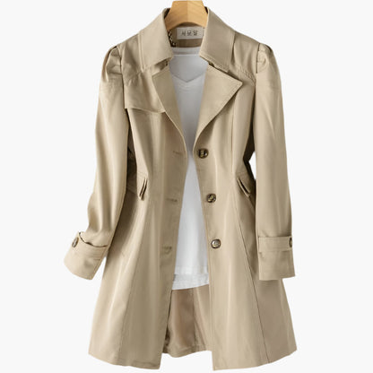 Damen Trenchcoat Klassisch Lang Mantel