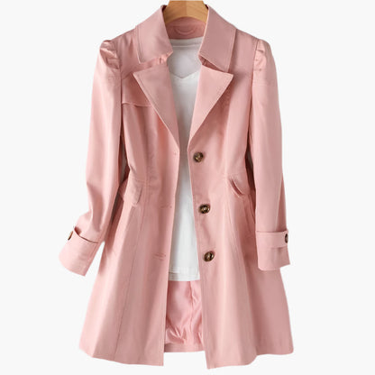 Damen Trenchcoat Klassisch Lang Mantel