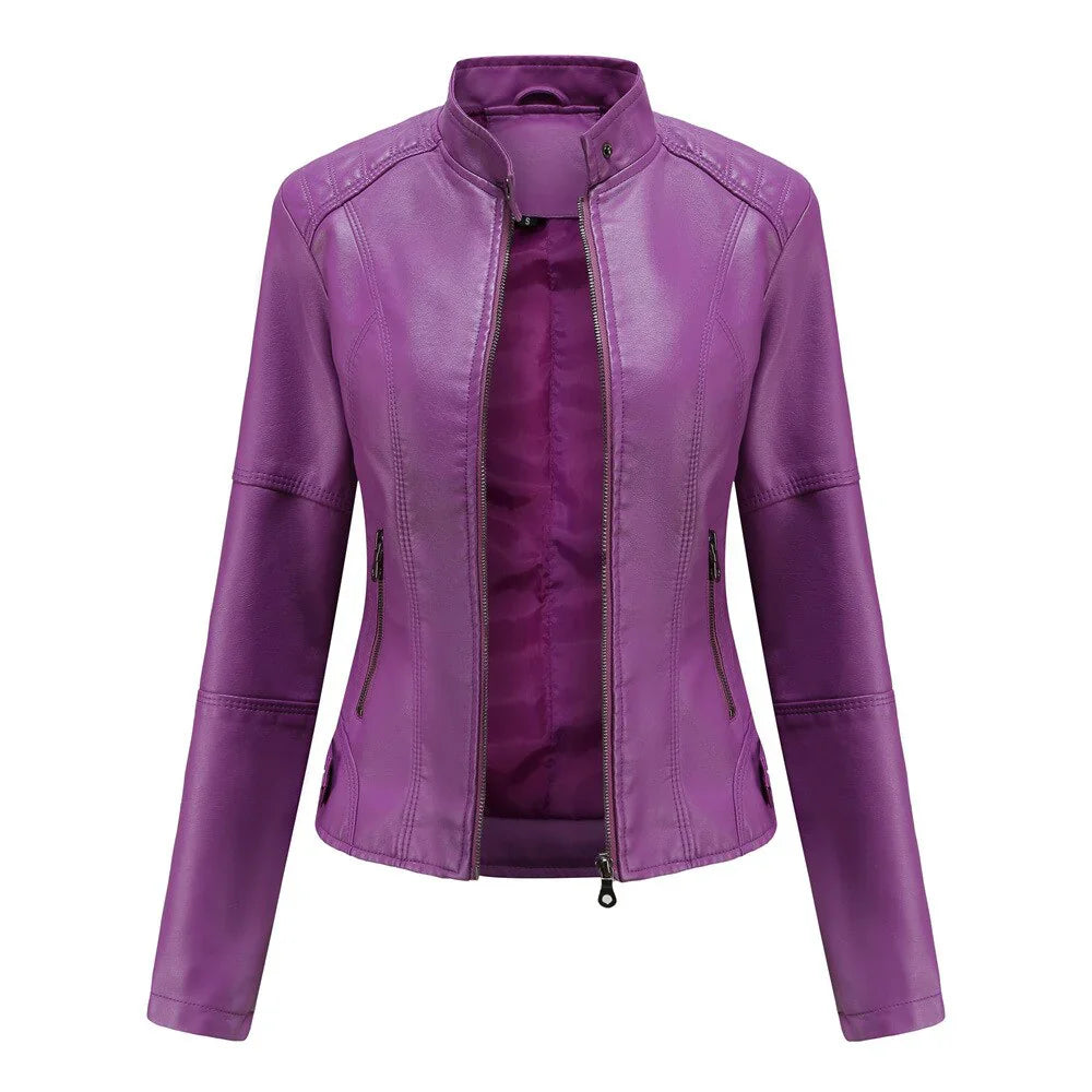 Lederjacke Damen Mao Stil
