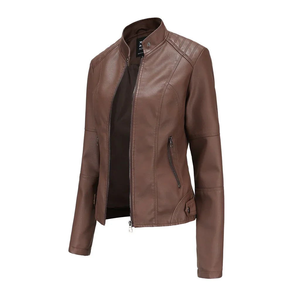 Lederjacke Damen Mao Stil