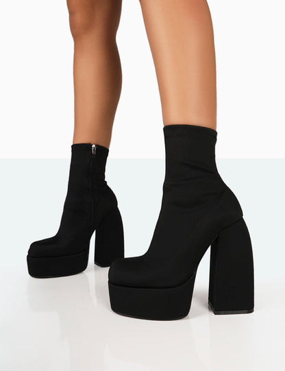 Schicke Stiefeletten Schwarz Nylon