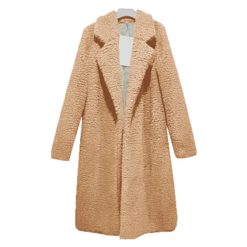 Winter Teddy Mantel Damen Kapuze Lang