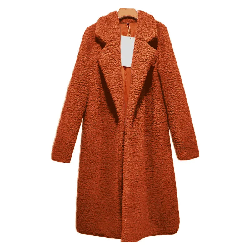 Winter Teddy Mantel Damen Kapuze Lang