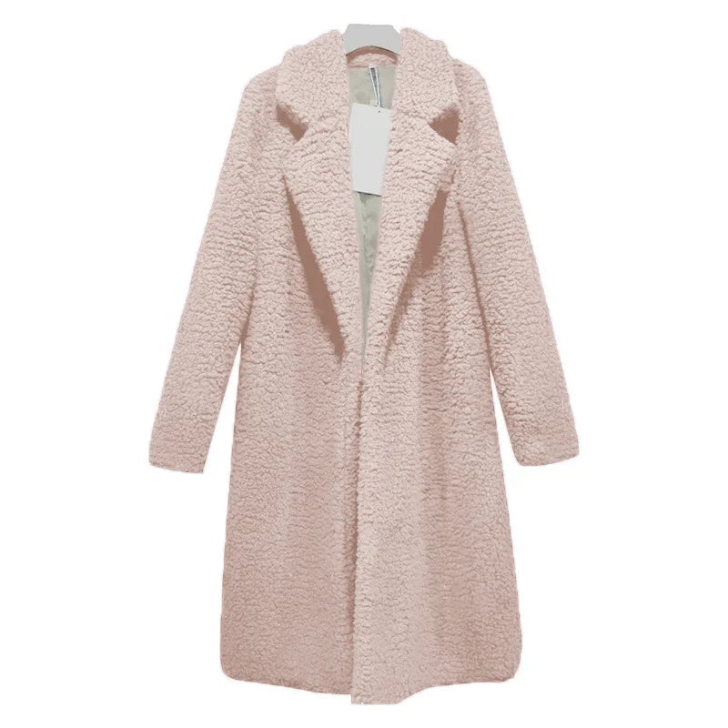 Winter Teddy Mantel Damen Kapuze Lang