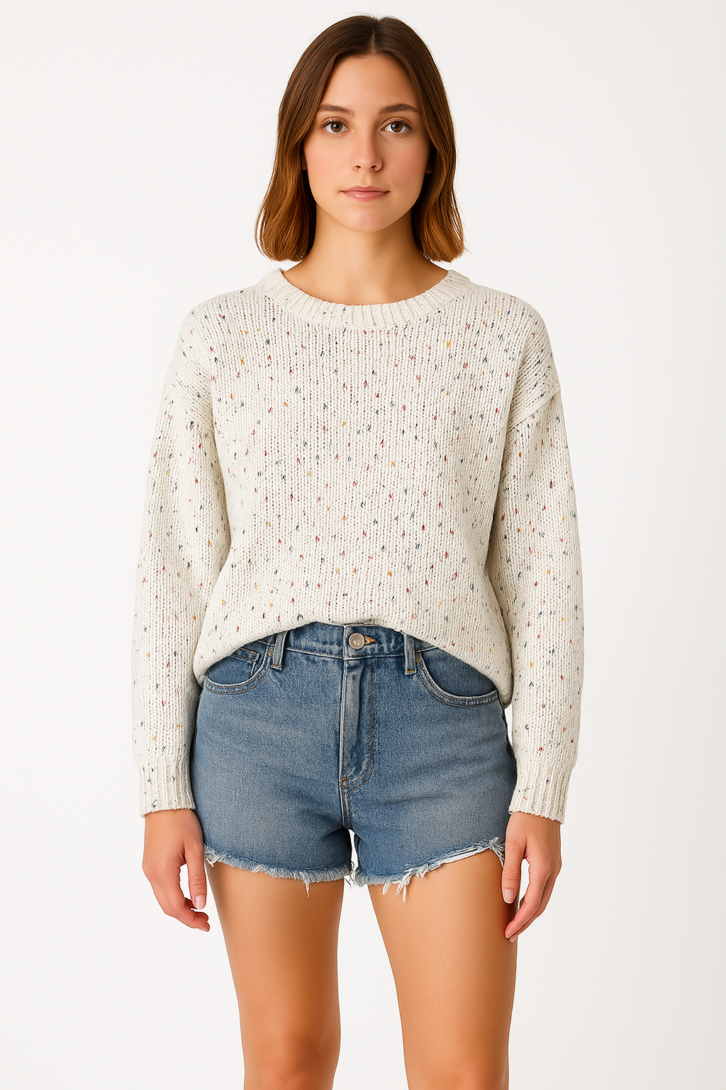 Kuschelige Pullover Lockere Passform Meliertes Design