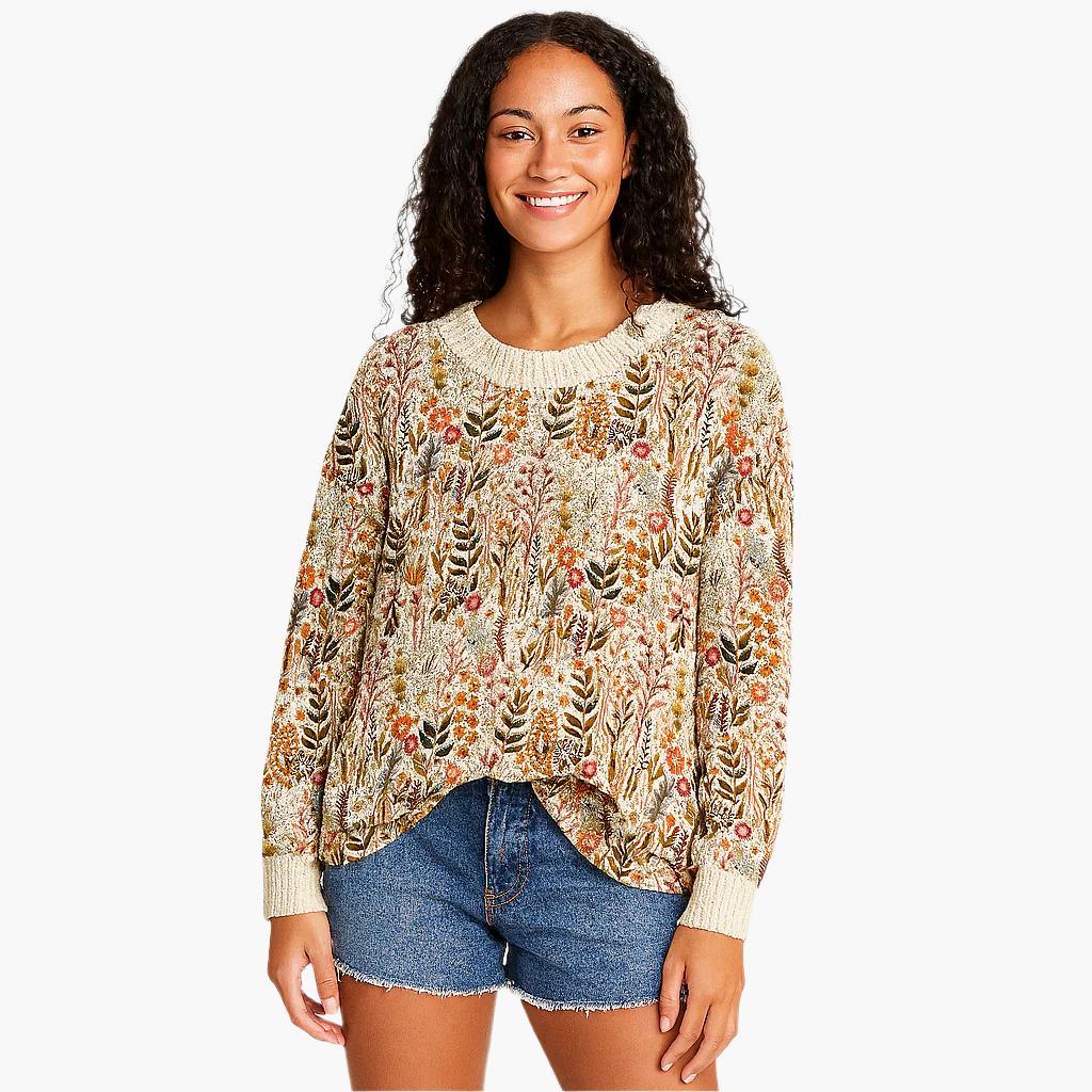 Vintage Pullover Blumenmuster Frauen