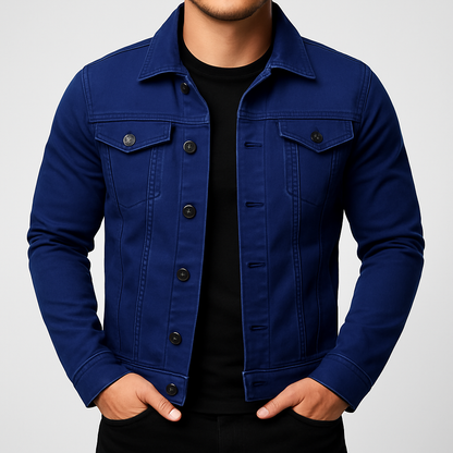 Stylische Herren Jeansjacke Einfarbig